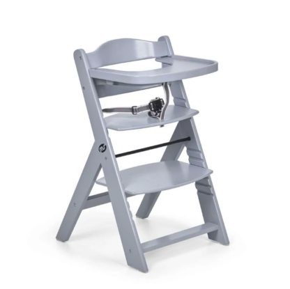 Chaise haute en bois gris et tablette de MS – Image 3