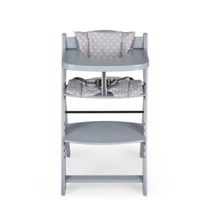 Chaise haute en bois gris et tablette de MS