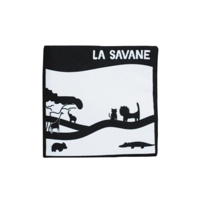 livre-tam-tam-tissu-noir-et-blanc-savane-trois-kilos-sept-magasin-puériculture-bébé-nantes-savenay-sautron-vigneux-treillieres