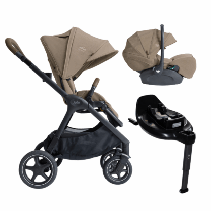 poussette finiti sandstone avec une coque i level pro et sa base rotative. disponible en magsin de puériculture à Nantes proche de Sautron et Savenay, Angers