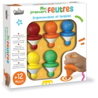 mes premiers feutres, un coffret de 5 feutres ergonomiques qui permet au plus petit de s'épanouir librement dans sa créativité. Ils sont disponibles chez ali bambin à Nantes proche Orvault.